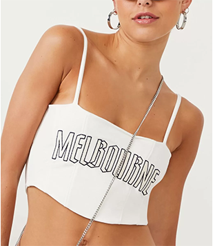 Blusa Cropped Corsetada Em Moletom Com Lettering Bordado Branco Neve