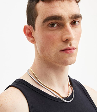 Kit 02 Colares em Metal com Corrente Rabo de Rato Prato/ Dourado