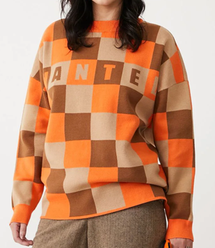 Blusão Suéter Em Tricô Com Estampa Xadrez Wanted Marrom