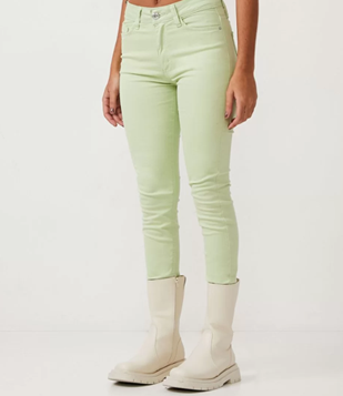 Calça Skinny Cintura Média Em Sarja Com Bolsos Verde