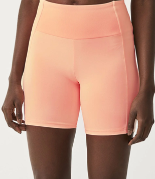 Bermuda Ciclista Esportiva Em Poliamida Com Cós Texturizado Laranja Coral