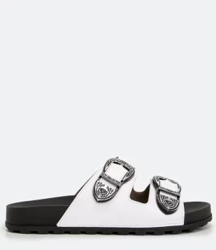 SANDÁLIA RASTEIRA COM FIVELAS TRABALHADAS MOLECA BRANCO