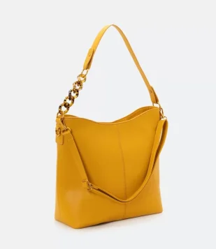 BOLSA SHOULDER HOBO COM DETALHE DE CORRENTE NA ALÇA AMARELO