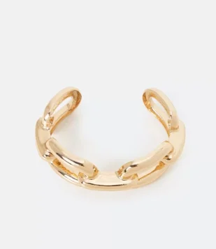 BRACELETE EM METAL RÍGIDO ESTILO CORRENTARIA DOURADO