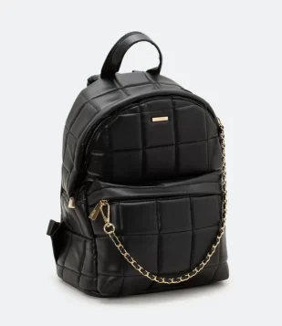 MOCHILA GRANDE COM BOLSO FRONTAL E CORRENTE PRETO