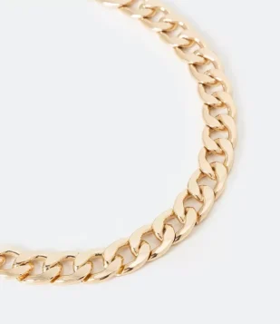 COLAR MÉDIO EM METAL COM CORRENTARIA EM ELOS OVAIS BOLD DOURADO