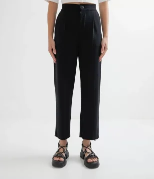 CALÇA ALFAIATARIA EM PONTO ROMA SEM ESTAMPA PRETO