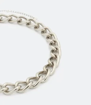 COLAR MÉDIO EM METAL ESTILO CORRENTARIA ELOS BOLD OVAIS PRATA