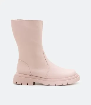 BOTA BOOT TRATORADA COM ZÍPER ROSA