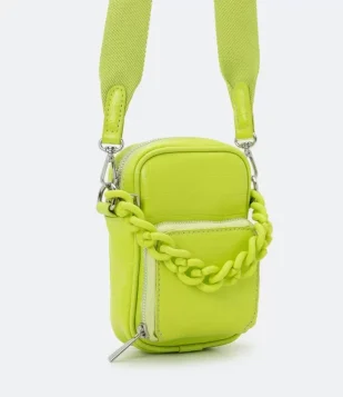 BOLSA TRANSVERSAL PORTA CELULAR COM CORRENTE VERDE