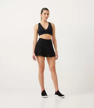 SHORT SAIA EVASÊ ESPORTIVO EM POLIAMIDA COM TEXTURA DE FURINHOS PRETO