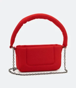 BOLSA TRANSVERSAL BAGUETE COM ALÇA DE CORRENTE VERMELHO