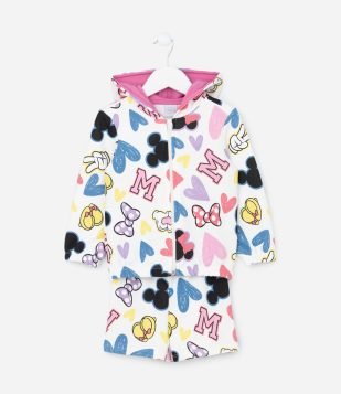 Conjunto Infantil em Moletom com Estampa Minnie - Tam 1 a 6 Anos Multicores