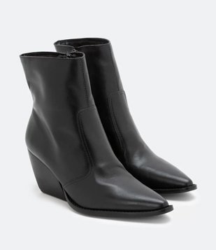 Bota Western em Couro com Cano Médio Preto