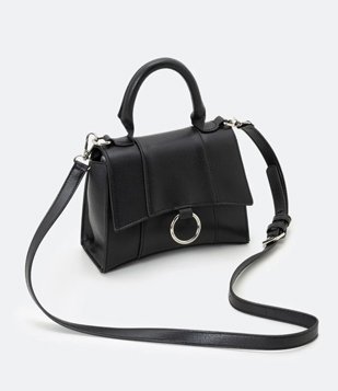 Bolsa Transversal Estruturada com Argola Frontal Preto