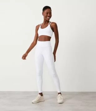 CALÇA LEGGING ESPORTIVA EM POLIAMIDA COM RECORTES BRANCO