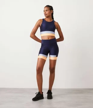 BERMUDA CICLISTA EM POLIAMIDA BARRA DUPLA COLORIDA AZUL