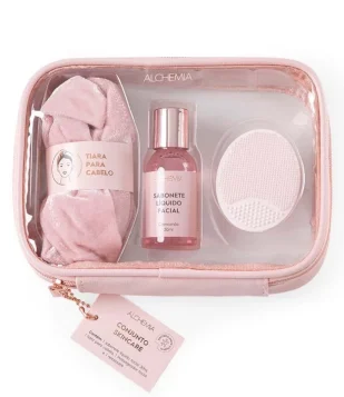 KIT SKINCARE FAIXA + SABONETE LIQUIDO + MASSAGEADOR ALCHEMIA ROSA