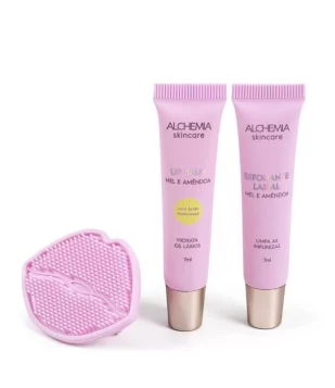 KIT LÁBIOS PERFEITOS COM SABONETE ESFOLIANTE LABIAL + MASSAGEADOR + LIP BALM COM ÁCIDO HIALURÔNICO ALCHEMIA SKINCARE KIT