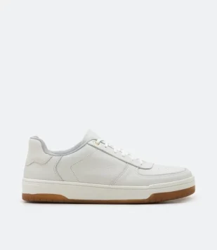 TÊNIS STREET EM COURO COM RECORTES BRANCO