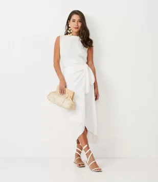 SAIA PAREÔ EM VISCOLINHO COM AMARRAÇÃO E CORDÃO NO CÓS OFF WHITE