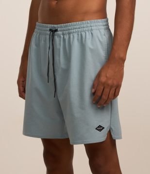 Bermuda Mescla com Cós Elástico e Amarração Azul Claro