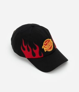 Boné em Sarja com Bordado Lettering Lightning McQueen Preto