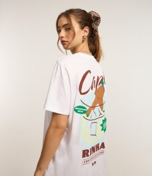 Camiseta em Algodão com Estampa Capivara Caipirinha Branco