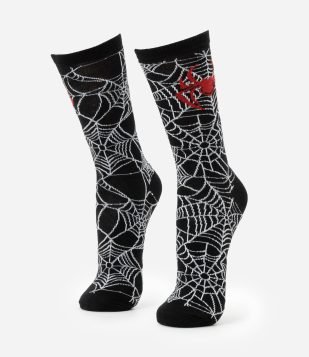 Meia Cano Alto em Algodão com Estampa Homem Aranha Preto 2