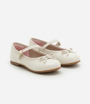 Sapatilha Infantil com Laço Aplicado Molekinha - Tam 20 ao 25 Off White