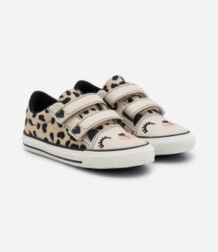 Tênis Casual Infantil com Estampa Animal Print - Tam 20 ao 27 Bege