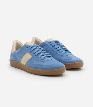 Tênis Chuteira em PU com Listra na Lateral contrastante Azul