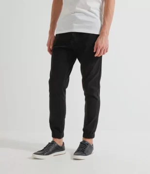 CALÇA JOGGER EM ALGODÃO COM AMARRAÇÃO NA CINTURA PRETO