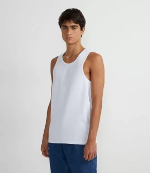 CAMISETA REGATA EM RIBANA BRANCO
