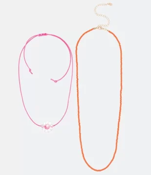 COLAR CAMADAS COM MIÇANGAS E PINGENTE DE FLOR MULTICORES