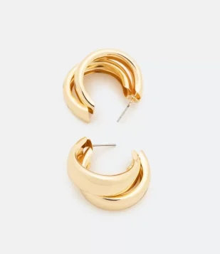 BRINCO ARGOLA EM METAL BOLD DUPLA DOURADO