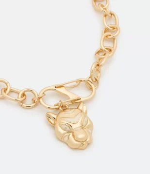 COLAR CURTO COM CORRENTE LARGA E PINGENTE DE TIGRE DOURADO