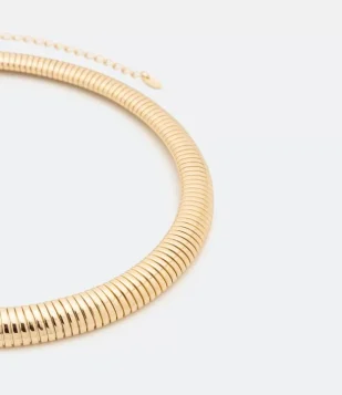 MAXI COLAR EM METAL COM CORRENTE RABO DE RATO DOURADO