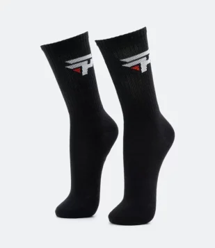 Meia Cano Alto em Algodão com Estampa Logo Pain Preto