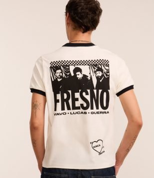 Camiseta Baby Tee em Algodão com Estampa da Banda Fresno Branco