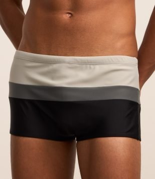 Sunga Boxer em Microfibra com Listras Degradê Preto