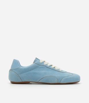 Tênis Chuteira Flat com Cadarço de Renda Azul