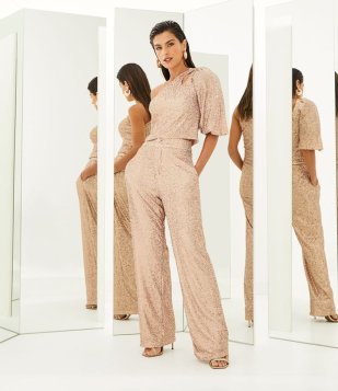 Calça Cenoura em Malha com Paetês Dourado