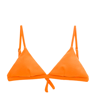BIQUÍNI TOP TRIÂNGULO FIXO TEXTURIZADO COM AMARRAÇÃO LARANJA