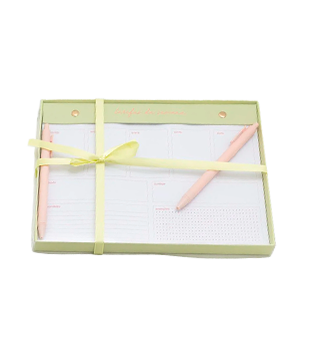 BLOCO DE MESA EM PAPEL SEMANAL COM DUAS CANETAS