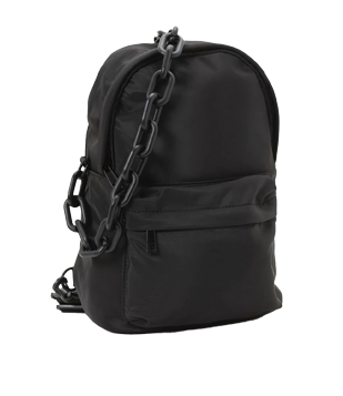 MOCHILA DESESTRUTURADA COM DETALHE EM CORRENTE ACRÍLICA PRETO