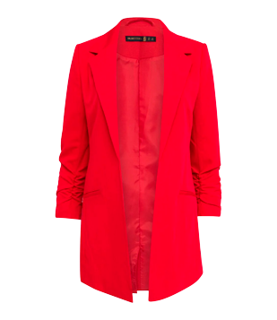 BLAZER ALFAIATARIA ALONGADO EM CREPE COM FRANZIDOS NOS PUNHOS VERMELHO