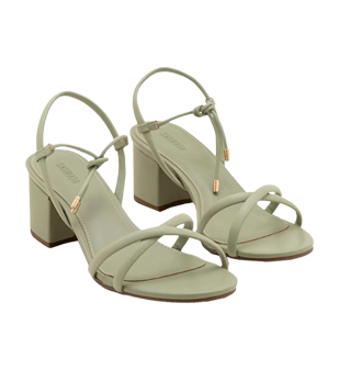 Sandália de Tiras com Salto Bloco e Amarração Verde