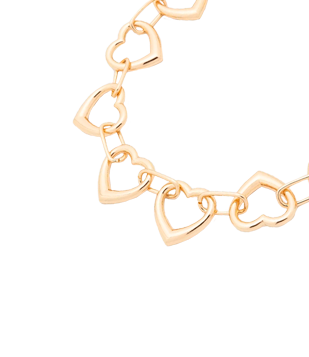 COLAR CURTO EM METAL COM ELOS DE CORAÇÕES GRANDES DOURADO
