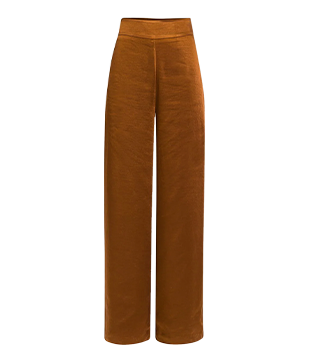 CALÇA PANTALONA EM CETIM COM BOLSOS LARANJA